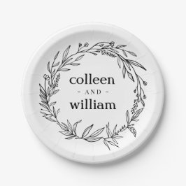 素朴フォークワイルドフラワーリース結婚ズ ペーパープレート