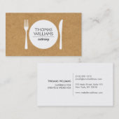 素朴フォーク、ナイフ、肉屋紙上のプレートロゴ 名刺 (正面/裏面)