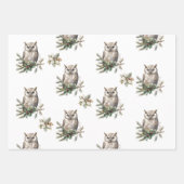 素朴フクロウと花 ラッピングペーパーシート (正面2)