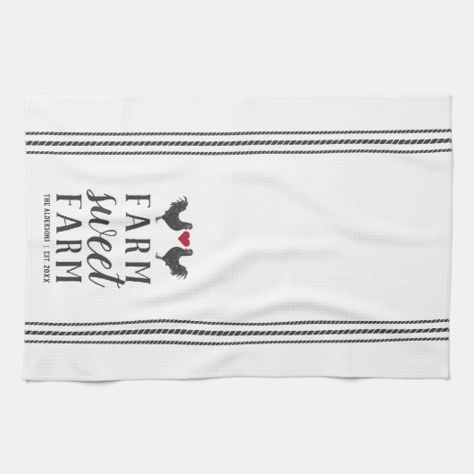 素朴フパーソナライズされたァームスウィートファーム キッチンタオル (横)