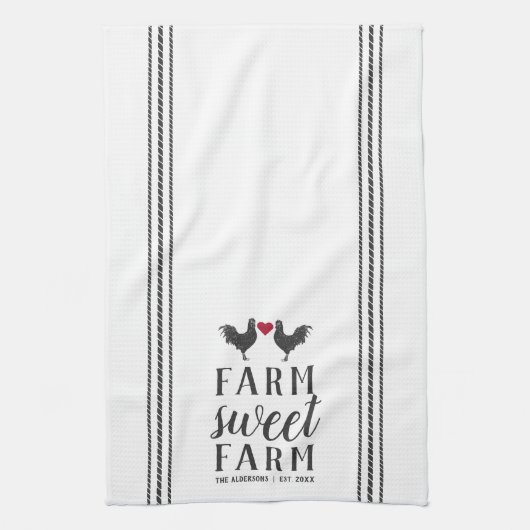 素朴フパーソナライズされたァームスウィートファーム キッチンタオル (縦)