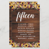 素朴フラワーウッドテーブル番号ゲスト名予算 (正面/裏面)