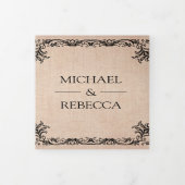 素朴フラ華美イ縁どのBurlap写真結婚の 三つ折り招待状 (カバー)