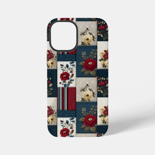 素朴フローラおよび幾何学的パッチワークデザイン iPhoneケース (裏面)