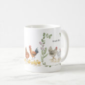 素朴フローラかわいいチキンモノグラム名マグカップ コーヒーマグカップ (正面右)