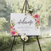 素朴フローラとフェザー歓迎結婚のサイン ポスター