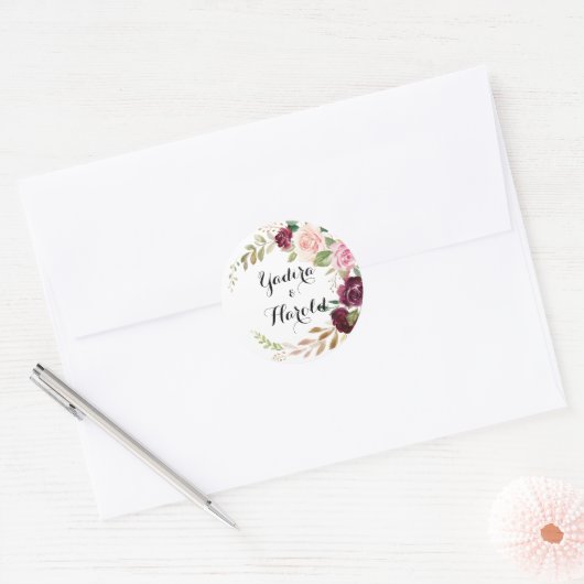 素朴フローラと植物学結婚封筒用シール ラウンドシール (封筒)