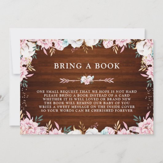 素朴フローラと矢印が本を持ってくる 招待状 (正面)