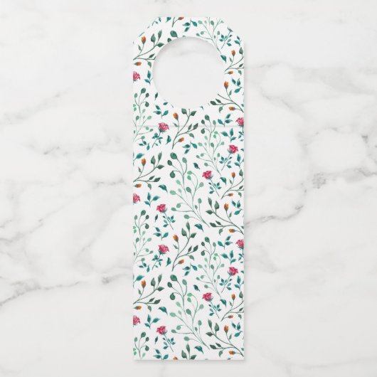 素朴フローラと緑の葉のパターン |ありがとうございます ボトルネックタグ (裏面)