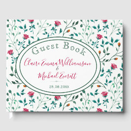 素朴フローラと緑の葉のパターン | 結婚s ゲストブック