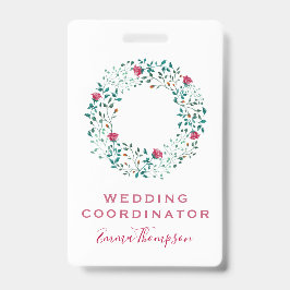 素朴フローラと緑の葉のパターン | 結婚s バッジ