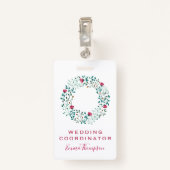 素朴フローラと緑の葉のパターン | 結婚s バッジ (裏面クリップ)