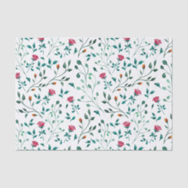 素朴フローラと緑の葉のパターン 薄葉紙