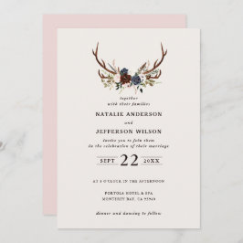 素朴フローラと〔雄ジカの〕枝角結婚の赤面ピンク