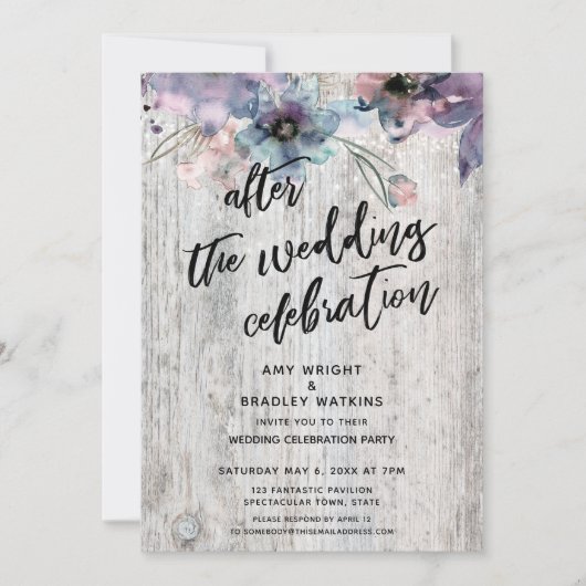 素朴フローラのお祝い後の結婚 招待状 (正面)