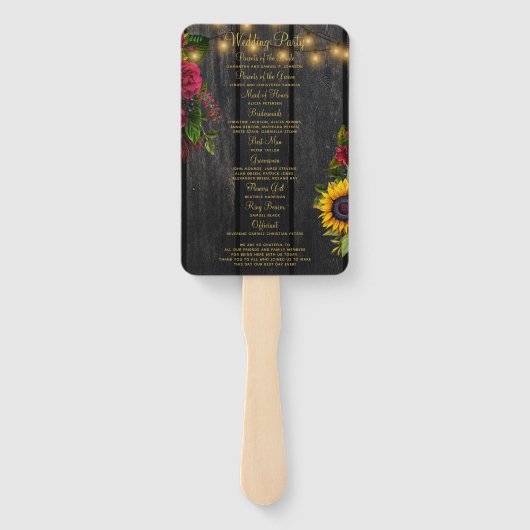 素朴フローラの木弦のライトウェディングプログラム ハンドファン (裏面)