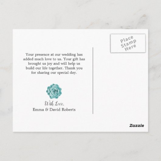 素朴フローラの結婚写真ありがとう ポストカード (裏面)