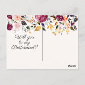 素朴フローラの結婚花嫁介添人の提案カード ポストカード (裏面)