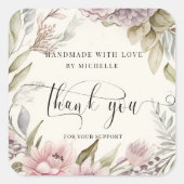 素朴フローラは愛し感謝していてる スクエアシール (正面)