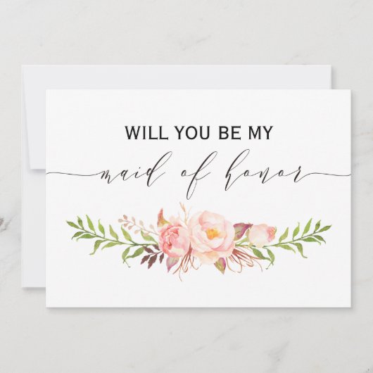素朴フローラは私のメイド・オブ・オーナー（花嫁付き添い人）の両面1 招待状 (正面)