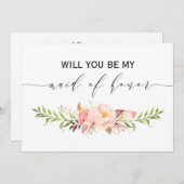 素朴フローラは私のメイド・オブ・オーナー（花嫁付き添い人）の両面1 招待状 (正面/裏面)