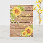 素朴フローラひまわりパーソナライズされた誕生日 カード (黄色い花)