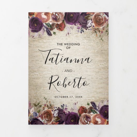 素朴フローラを一つ一つ詰め結婚て 三つ折り招待状 (カバー)