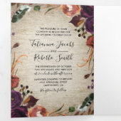 素朴フローラを一つ一つ詰め結婚て 三つ折り招待状 (内部最初)