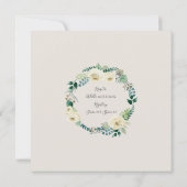 素朴フローラアイボリーバラ葉ブライダルシャワー 招待状 (裏面)