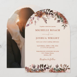 素朴フローラアーチフォトオータム秋の結婚式 招待状