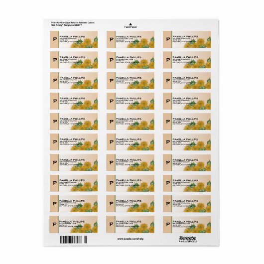 素朴フローラアートイニシャル書パーソナライズされた ラベル (フルシート)