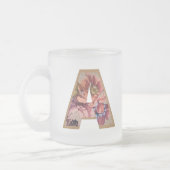 素朴フローライニシャル文字Aモノグラム フロストグラスマグカップ (左)