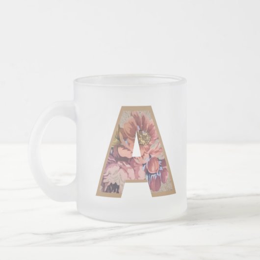 素朴フローライニシャル文字Aモノグラム フロストグラスマグカップ (左)