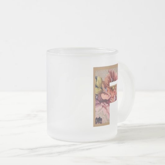 素朴フローライニシャル文字Fモノグラム フロストグラスマグカップ (正面右)