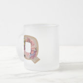 素朴フローライニシャル文字Qモノグラム フロストグラスマグカップ (正面左)