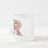 素朴フローライニシャル文字Rモノグラム フロストグラスマグカップ (正面左)