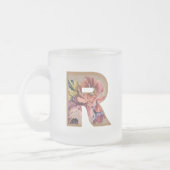 素朴フローライニシャル文字Rモノグラム フロストグラスマグカップ (左)