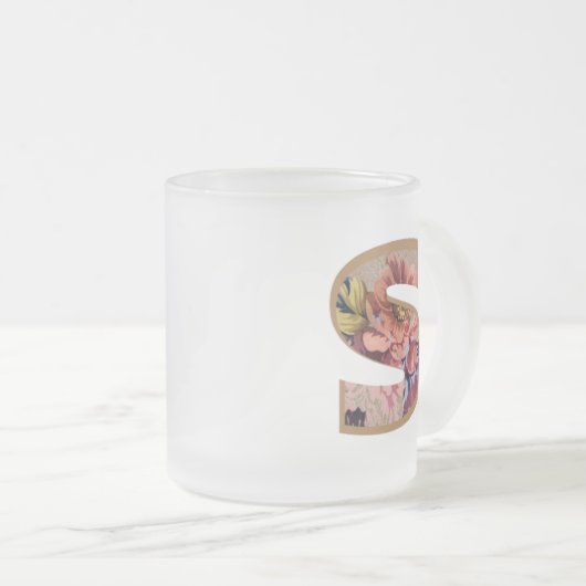 素朴フローライニシャル文字Sモノグラム フロストグラスマグカップ (正面右)