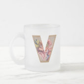 素朴フローライニシャル文字Vモノグラム フロストグラスマグカップ (左)