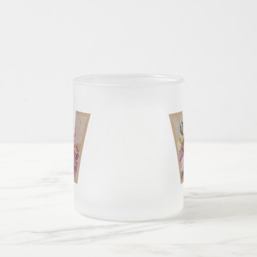 素朴フローライニシャル文字Wモノグラム フロストグラスマグカップ (中央)