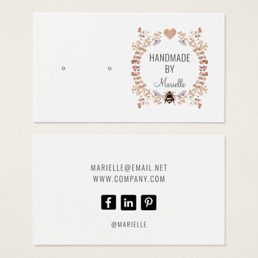 素朴フローライヤリングジュエリー表示カード (正面&裏面)