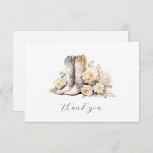 素朴フローラウォーターカラーブーツブライダルシャワー サンキューカード (正面/裏面)