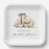 素朴フローラウォーターカラーブーツブライダルシャワー ペーパープレート (正面)