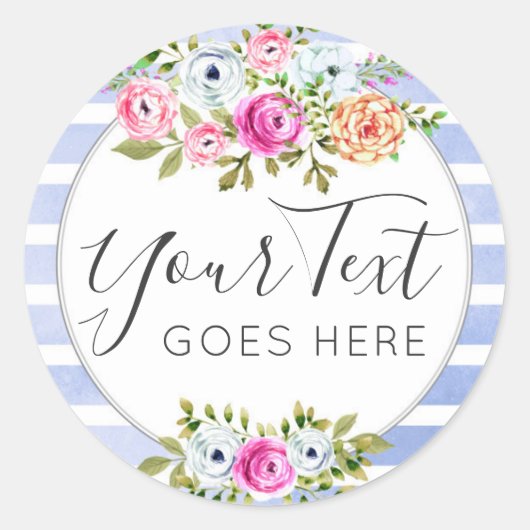 素朴フローラウォーターモダンカラーストライプシャビーシック ラウンドシール (正面)