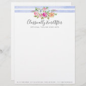 素朴フローラウォーターモダンカラーストライプシャビーシック レターヘッド (正面/裏面)