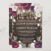 素朴フローラウッドストリングラ結婚イト 招待状 (正面/裏面)