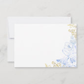 素朴フローラエレガントほこりっぽい青い金ゴールド結婚。 出欠カード (裏面)