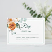 素朴フローラエレガントエメラルドグリーン秋の結婚式 出欠カード (スタンド正面)