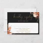 素朴フローラエレガントブラックと金ゴールド結婚ズ 出欠カード (正面)