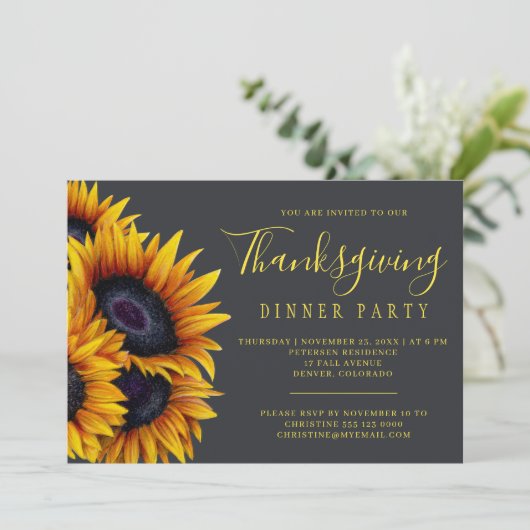 素朴フローラエレガント感謝祭ディナーパーティー 招待状 (スタンド正面)